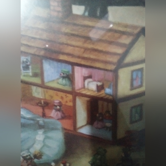 Vintage 'Grandpa And Children' Sandra Kuck Framed Painting - Picture 7 of 8